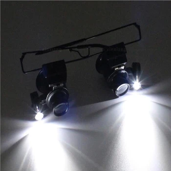 Ochelari Lupa, Lumina LED Dublu Obiectiv de 20 de ori Eyeware Ochelari de Reparații de Întreținere Verificați Metal Lupă