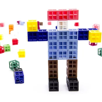 Copii jucărie de învățământ preșcolar instrumente de învățare plastic conecting jucărie blocuri comune link-ul de jucărie blocuri în 12 culori 60pcs