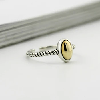 Stil Vintage Frânghie de Cânepă Inel Argint 925 Inele Geometrice pentru Femei Pătrat/Triunghi/Ovale/Inima Reglabil Bijuterii