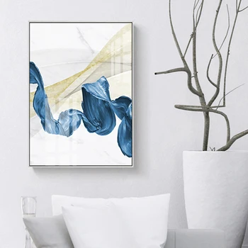 Rezumat panglică albastră de Vopsea Panza Pictura Arta Poster de Imprimare Living Dormitor Birou Modern Imagine Decorare Perete Decor Acasă