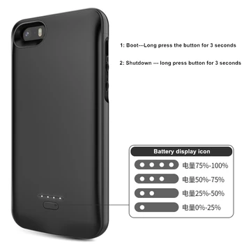 Noi Pentru iPhone 5 5S SE 5SE Caz Baterie de 4000mAh Powerbank Caz Pentru iPhone SE 5SE 5 5S Putere Banca de Încărcare Încărcător de Baterie Caz