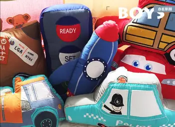 Noul Excavator lenjerie de pat pernă Brodate copii masina perna de animale din bumbac băiat pernă spătar stereo jucărie desene animate perne