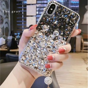 Dublu de Metal Stras Diamant Ciucure Telefon Caz Pentru iPhone 12 Min 7 8 Plus X XS MAX XR 12mini 7plus 8plus