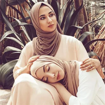 2020 Musulmane Hijab Jersey Moale Eșarfă Solid Șal Văl foulard femme musulmani Islam Haine Arabe Înfășurați Cap Eșarfe hoofddoek