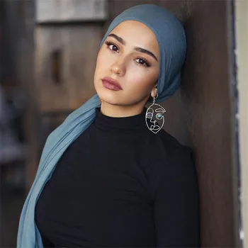 2020 Musulmane Hijab Jersey Moale Eșarfă Solid Șal Văl foulard femme musulmani Islam Haine Arabe Înfășurați Cap Eșarfe hoofddoek