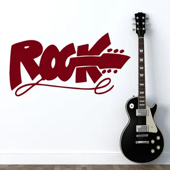 De Vânzare la cald Modern Studio de Muzica de Perete Decal Citat Rock Semn Chitara Electrica Autocolante de Perete Pentru Copii, Camere de Adolescenti Hard Rock Club SYY611