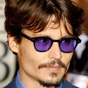 Moda Vintage Johnny Depp Stil De Ochelari De Soare Rotund Clar Colorate Lentile De Design De Brand Party Show-Ochelari De Soare Oculos De Sol