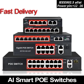 48V switch POE cu standardizat RJ45 port IEEE 802.3 af/la 4port /8port comutator de Rețea Ethernet 10/100Mbps pentru POE