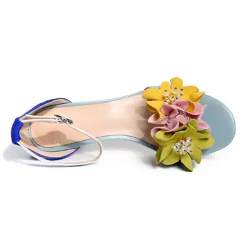 RIZABINA Real din Piele Cataramă Glezna Sandale Femei Tocuri Subtiri de Mare Pantofi de Flori Petrecere de Moda de Vara pentru Femei Încălțăminte de Mărime 34-40