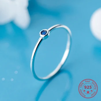 Autentic 925 Sterling Silver Blue Zircon Inel Rotund Pentru Femei De Moda Drăguț Bijuterii Fine 2019 Minimalist Accesorii Cadou