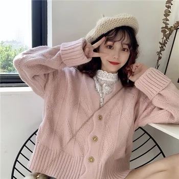 Trunchiate Cardigan Pulovere Femei Frumoase Elegant, Simplu, Solid Populare Coreene Chic Doamnelor Tricotaje Modă De Zi Cu Zi Fetele Se Îndrăgostesc De Îmbrăcăminte