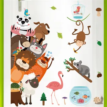 Animale de desene animate Petrecere Autocolante de Perete pentru Dormitor, camera pentru Copii Pepinieră Eco-Friendly Detașabil Vinil Decalcomanii de Perete Ușa Decor