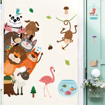 Animale de desene animate Petrecere Autocolante de Perete pentru Dormitor, camera pentru Copii Pepinieră Eco-Friendly Detașabil Vinil Decalcomanii de Perete Ușa Decor