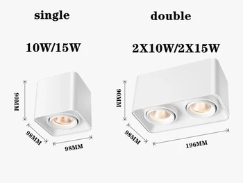 Piața COB LED estompat Spoturi 10W/15W/20W/30W Montate pe Suprafață Plafon cu LED-uri Lămpi Spot luminos LED Spoturi AC85V-265V