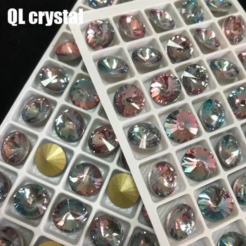 QL Cristal de Turmalina K9 Sticla 12mm Rotund Pointback de Lux Piatra pentru DIY saci de îmbrăcăminte pantofi Bijuterii accesorii