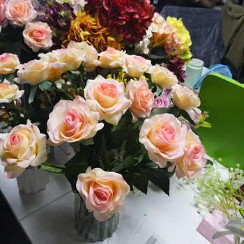 12PCS/mulțime de Mătase Real Atinge Artificiale de Trandafir Flori de Nunta Buchet de Mireasa Babybreath Fals Flori Pentru Nunta Petrecere Acasă Decor