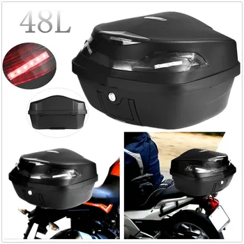 48L Motocicleta Portbagajul din Spate Caz Casca Cutie de scule cu Coada Cutie Depozitare Bagaje Desagă W/LED Stop Indicator Universal