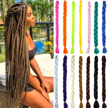 AOOSOO moda Jumbo Panglica de Păr Pătrime Impletituri Culoare Pură de Păr Expresie Împletirea Părului 82inch articole pentru acoperirea capului