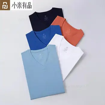Youpin Zajia Vară Bărbați V-Neck Short Sleeve T-Shirt De Lumină Și Moale Sudoare De Absorbție Confortabil Bumbac Respirabil Vrac Tee