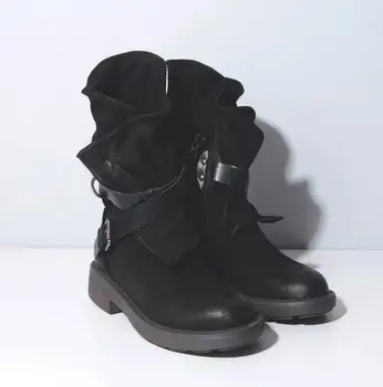 EFFGT Noua Moda Cizme Militare Cataramă Piele Artificiala femei Pantofi Femei Cavaler Cizme Cizme Plate Moale casual, cizme pentru Femei