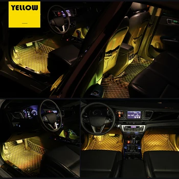 Colorate Control Vocal Auto Interior Picior Atmosferă de Lumină Pentru Citroen Picasso, Saxo C2 C3 C4 C5 C1 Elysee Berling DS4 Accesorii