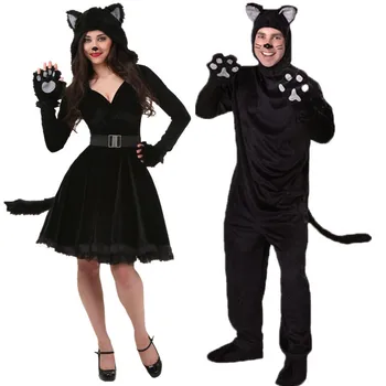 Adult Urs Negru Costum de Pijama, Pijamale Salopeta Cosplay de Halloween pentru Femei Fantasia Cosplay Halloween Pisica Fata Devil Wear