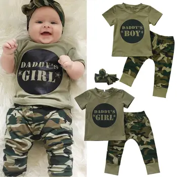 Camuflaj Cultural T-shirt, Pantaloni, Costume pentru Copii Fată Băiat 'Daddy 's Boy Fata de 