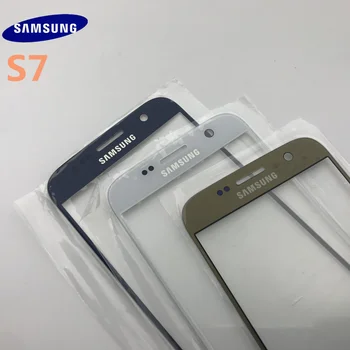 Original Samsung Galaxy s7 G930 SM-G930F Spate de Sticlă Capac Spate Capac Baterie Usa cu Camera+obiectiv + Fata lentilă de sticlă
