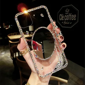 Moda Bling Diamant Oglinda Caz Capacul de Cristal Lanț Pentru Samsung Galaxy Nota 20 10 9 8 S20 FE Ultra S10E S10 S9 S8 Plus