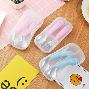 Alimente pentru sugari Hrănire Lingura Furculita Gadget-uri Baby Set Tacamuri Inox 304 BPA Free Copilul de Desene animate Veselă Tacâmuri Cadouri