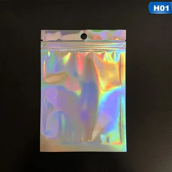 100buc Translucid Laser Genti Clar Față Holograma Argintiu rezistent la apa Pungi de Cadouri Ambalare Depozitare Pungi de Plastic