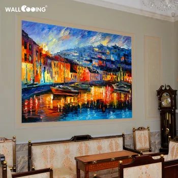 De mână-pictat peisaj pictura in ulei veneția pe panza picturi abstracte Italia galben arta de perete imaginile pentru camera de zi