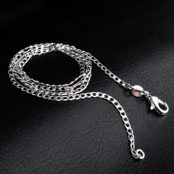 10buc/lot 2 mm placate cu Argint lanț de Link-ul coliere cu ștampilată Moda bijuterii DIY Face 16-30 cm Pret de Fabrica