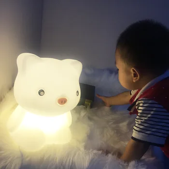 LED Dimming Silicon Cadou Drăguț Urs de Porc Mufa USB pentru camere de Copii Hrănire Copil Lampă Inclusă Decor Lumina de Noapte Pentru Acasă