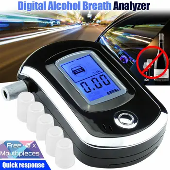 Digitale profesionale Respirația Alcool Tester LCD Dispaly Cu 5 Muștiucuri de Poliție Alcool Parcare Respirație Alcool Tester