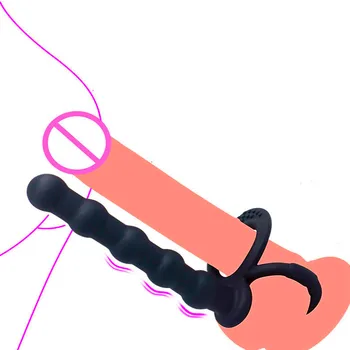 Vibrator inel Dublu Plug Glont Vibrator Bărbați Și Femei Flirt Masturbari Produse pentru Sex Anal Beeds Plug Portabil G Spot Stim