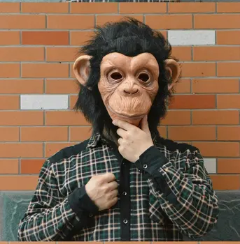 King Kong Gorilla Urechi Mari Mască de Maimuță Amuzant Animal de Halloween bal Mascat Eco - friendly Latex Mască Completă