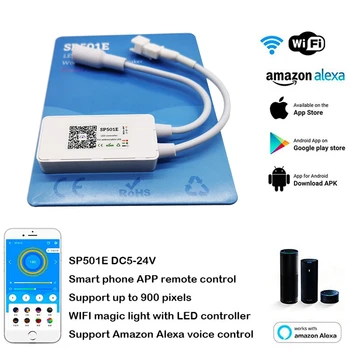DC5-24V SP501E Wifi Controler Pentru WS2811 WS2812B Adresabile RGB Led Strip Lumina Alexa Inteligent SPI Voce APP Android de Control