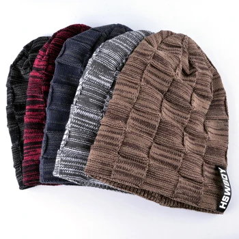 Iarna barbati Pălărie Eșarfă Seturi tricotate din lână căciuli bărbați Hip-Hop cap Turban Capace Chelioși Gros cald Pălării Pentru femei gorros os