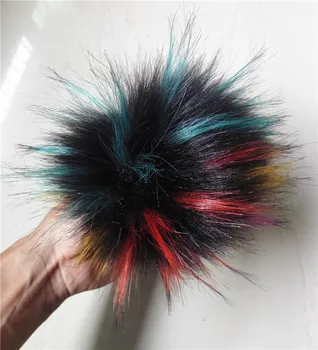 5pc/lot en-Gros 15cm Natura Pufos Pom poms Pentru Pălării Tricotate Căciuli Artificiale Poliester Curcubeu de culoare Multi Hairyball