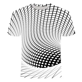 2020 nou de vară casual pentru bărbați T-shirt 3D carouri Harajuku primele trei-dimensional spirală T-shirt, O-neck cămașă plus dimensiune streetwear