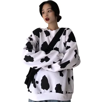 2020 Toamna Drăguț Hanorac Tricou Femei Topuri Lejere Casual Lapte Print Hoodie Streetwear Fata Pulover Japonia Hanorace Amuzant De Sex Feminin