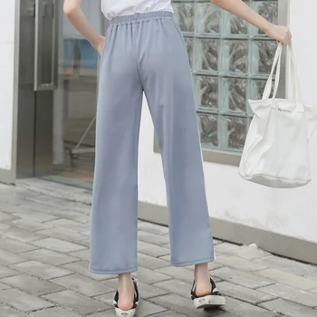 Pantaloni Femei Glezna-lungime Talie Mare cu Dungi de Agrement Pantaloni Femei All-meci coreea Style Simplu Pierde Elegant Elevii Ulzzang
