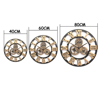 40/60/80cm Retro Vintage Ceas de Perete Manual de Lux Europene 3D Decorative Mari Viteze din Lemn Ceas de Perete Decor Acasă Cadou