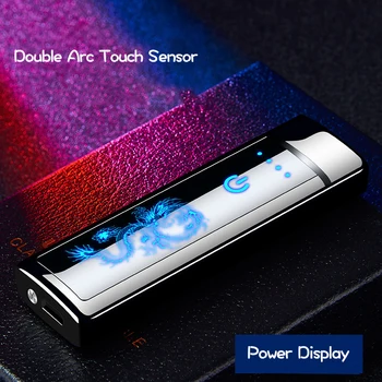 Noi Misto USB Bricheta Reîncărcabile Windproof Dublu Arc Bricheta Electrica Bricheta Senzor Tactil Brichete pentru Fumători Gadget-uri