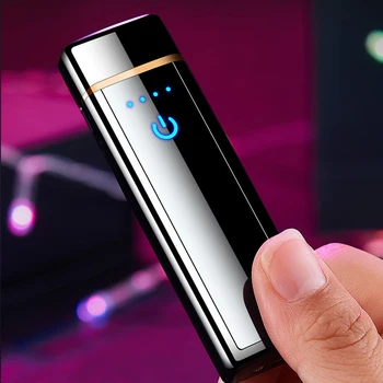Noi Misto USB Bricheta Reîncărcabile Windproof Dublu Arc Bricheta Electrica Bricheta Senzor Tactil Brichete pentru Fumători Gadget-uri
