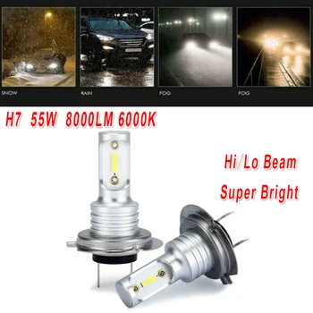 2 buc auto H7 led 6000K 55W 8000LM auto faruri HI/Lo FASCICUL de SUPER-LUMINOS PENTRU BMWE39E60E90 LED-uri AUTO LAMPĂ auto Accesorii