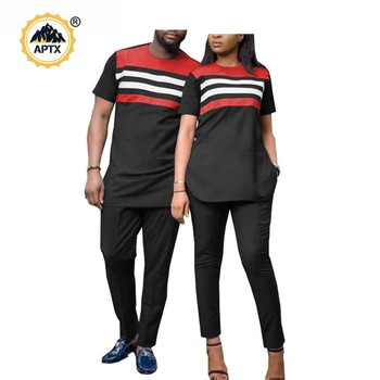 2020 din Africa de Îmbrăcăminte pentru Cupluri lucrate Manual din Africa de Sus și Pantaloni Seturi pentru Cupluri Bazin Riche Design 2 Piese Pantaloni Seturi A19C001