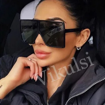 Epocă Pătrat ochelari de Soare Femei Scut Nuante Doamna Flat Top Supradimensionat Ochelari de Soare Pentru Femei Tendință de Moda Ochelari de Gafas de sol