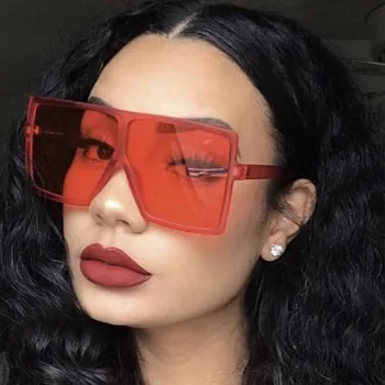 Epocă Pătrat ochelari de Soare Femei Scut Nuante Doamna Flat Top Supradimensionat Ochelari de Soare Pentru Femei Tendință de Moda Ochelari de Gafas de sol
